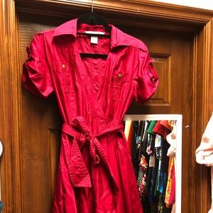 DVF full skirted hot pink wrap dress